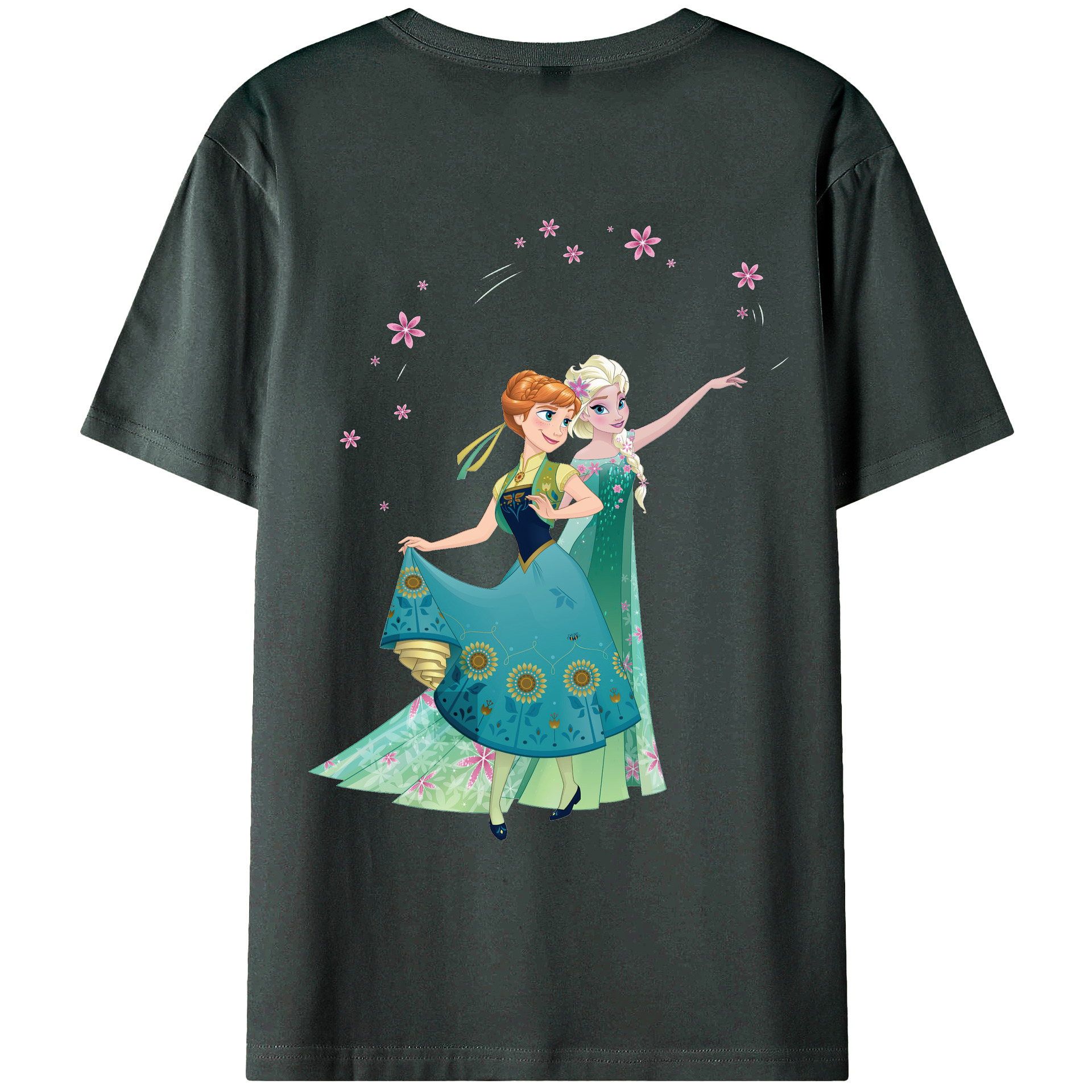 （画像用） アナと雪の女王 アンナ エルサ Frozen Anna Elsa 綿100％ メンズ半袖Tシャツ（バックプリント） 通気性